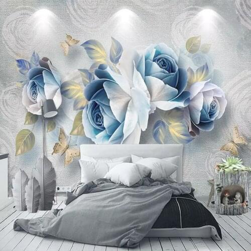 European Style 3D Stereo Rose Flowers Photo Wall Murals Living Room TV Bedroom Home Decor Background Wall Papers For Walls 3 D
