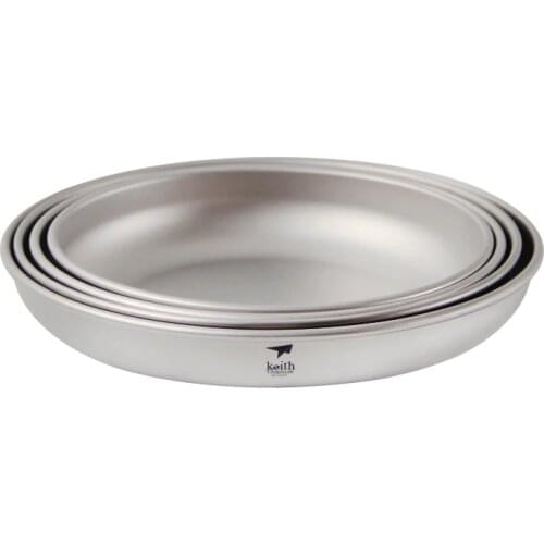 4pcs/set Keith Titanium Plate Titanium Camping Flatware Dishes Outdoor Hiking Travel Tableware Portable Camping Plate Ti5372