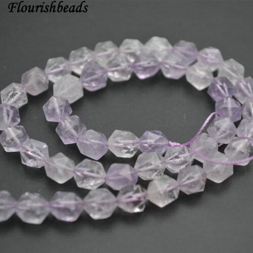 6mm~12mm Natural Light Color Amethyst Diamond Cutting Faceted Stone Round Loose Beads 3strands per lot