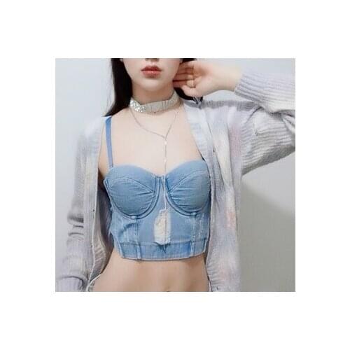 Camisola de mujer, chaleco de mezclilla con tirantes ajustables, tops de verano rasgados