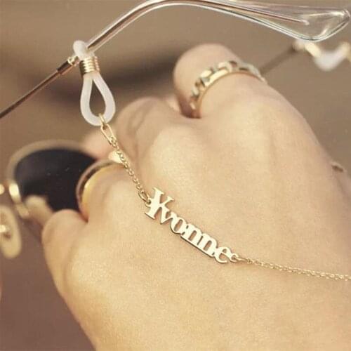 Stainless Steel Custom Name Glasses Chain for Women Men Personalized Customized Fashion Gold Letter Mask Chain Necklace Jewelry