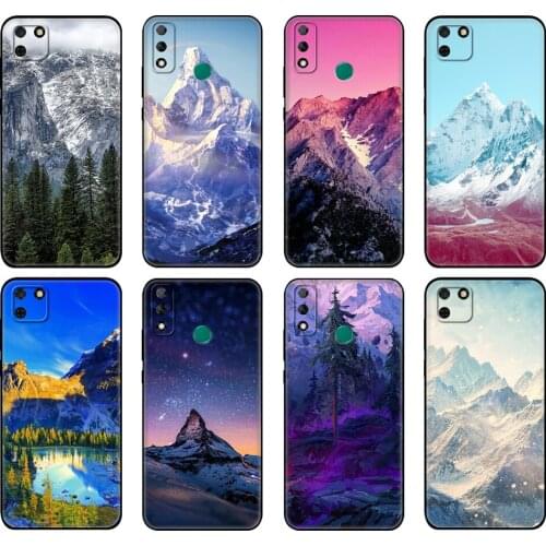 Black tpu Case For Huawei Y9S Y6S Y8S Y5P Y7P Y8P Case For Huawei Y5 lite Prime 2018 Y6 2019 Cover Winter Snow Mountain Scene