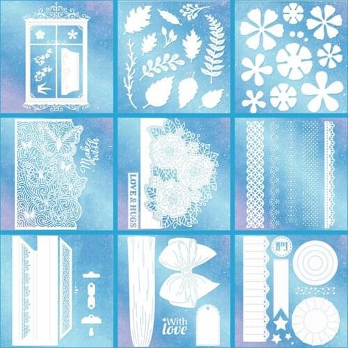 Flower Lace Leaves Butterfly Bow-knot Round Square Frame Letter Metal Cutting Dies Scrapbook Craft Decorate Cards Paper Template