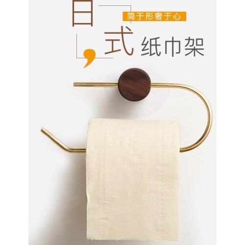 Toilet Paper Towel Holder Roll Paper Holder Brass Toilet Paper Holder Solid Wood Toilet Paper Holder Creative No-hole Shelving