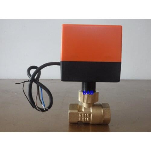 DN15(G 1/2") AC220V 3 way 3 wires electric actuator brass ball valve,Cold&hot water vapor/heat gas brass motorized ball valve