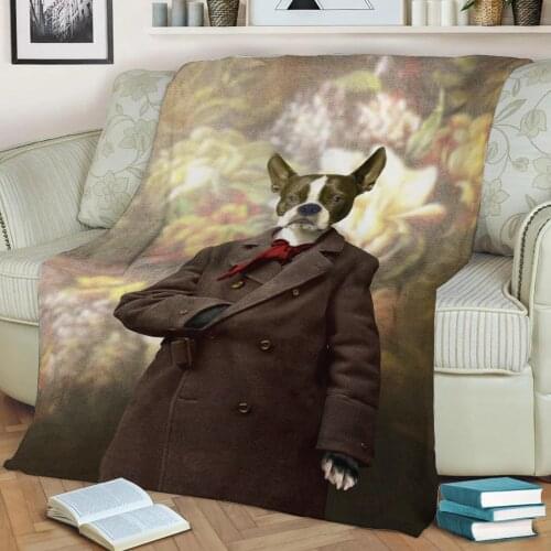 Barney the Boston Terrier Flannel Throw Blanket 3D Printed Keep Warm Sofa Child Blanket Home Decor Textiles Dream Family Gift