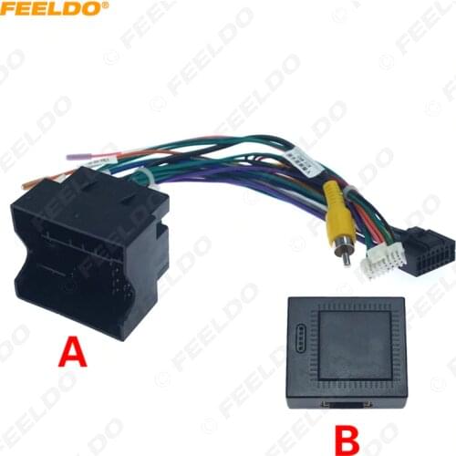 FEELDO Car Audio 16PIN Andriod Player Power Calbe Adapter With Canbus Box For Volkswagen Golf 7 Skoda Stereo Plug Wiring Harness