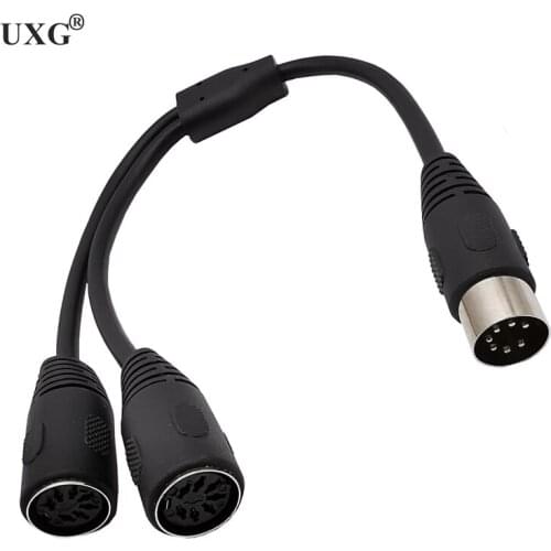 DIN 7-Pin MIDI Cable Splitter Y Adapter 7-Pin Male to 2 Female Cable 30cm/0.3m