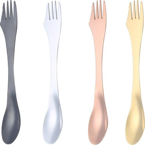 304 Stainless Steel Spoon Stainless Steel Fork Spork Picnic Camp Multi Tool Flatware Utensil Portable Tableware Camping Gear