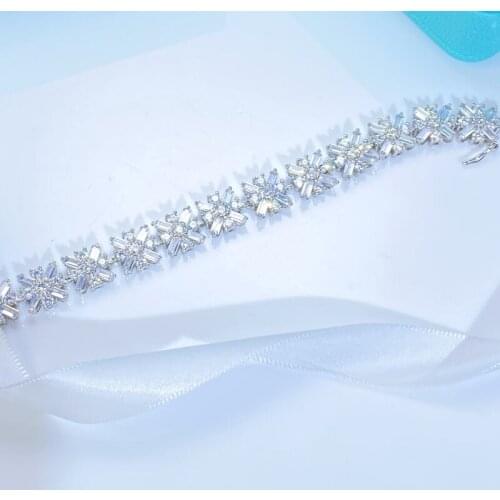 Micro Inlaid Zircon Snowflake Student Hipster Sweet 925 Sterling Silver Temperament Female Trendy Resizable Bracelets