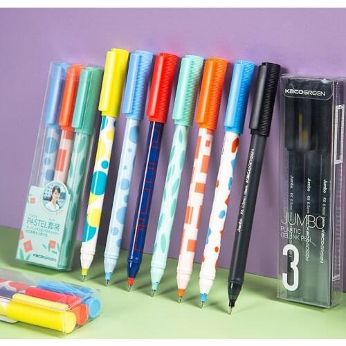 3pcs Kaco Jumbo Gel Ink Pens Set Pastel Pop Abstract Style Japanese Design 0.5mm Ballpoint Liner Marker Writing School F249