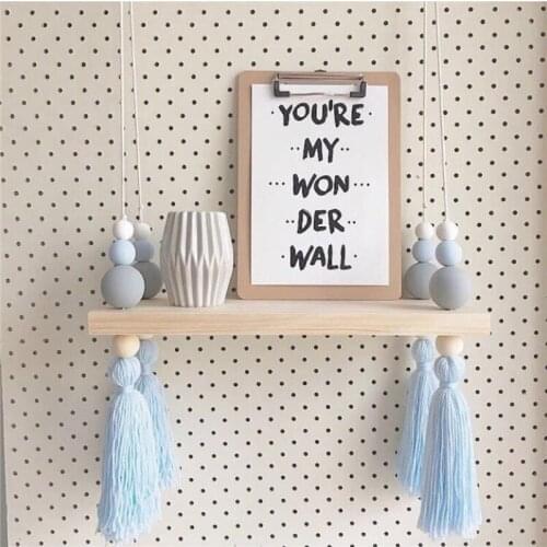 Nordic Kids Bedroom Wall Shelves DIY Original Wood Beads Wall Shelf Storage Shelves Organization Swing Shelves Home Decor