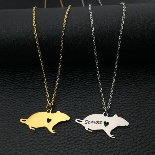 Rat Charm Necklace Personalized Pet Pendant Women Animal Jewelry Custom Any Words Drop Shipping Accepted YP6070