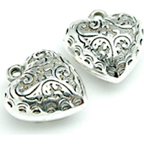 Wholesale 20 MM Flower Pattern Antique Design Beads Acrylic Plastic Heart Pendant For Diy Jewelry Making Supplies