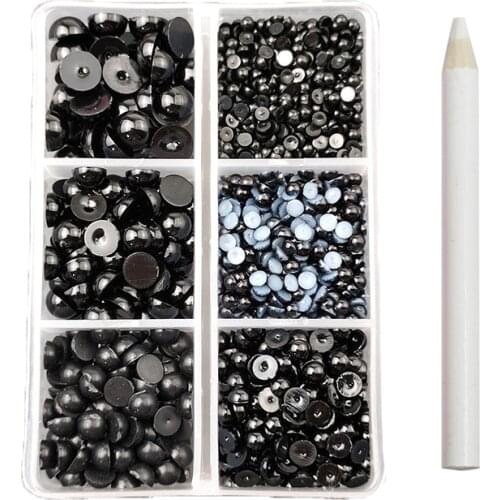 Mix Size Half Round Pearls 3000pcs/Box Flatback Imitation ABS Resin Beads Pearl Applied To Clothing Shoes Decoration