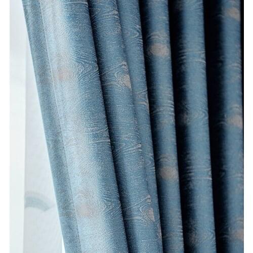 Custom curtain Nordic livingroom Simplicity blue Jacquard window shading bedroom thick blackout curtain drape M888