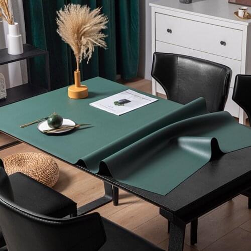 Q elastic leather solid color table mat Heat resistant oilproof waterproof table cloth custom made rectangle table tablecloth