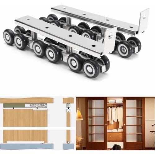Sliding Wooden Cabinet Door Closet Hardware Kit 12 Mute Wheels Hangers Roller