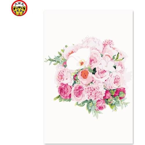 Painting by numbers art paint by number pink roses are painted by hand to decorate home Chinese style