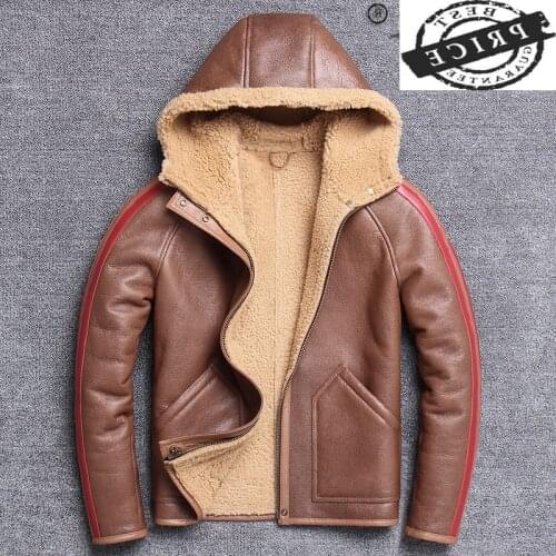 Natural Genuine Winter Leather Fur Coat Men Clothing Streetwear 100% Real Fur Coat Man Wool Liner Sheepskin Coats X-1202