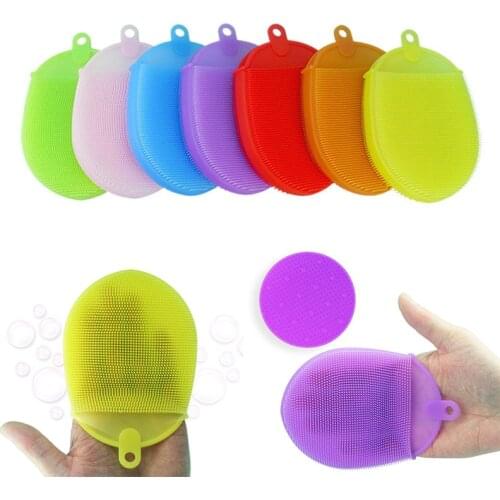 1Pcs Silicone Massage Scrub Brush Soft Exfoliating Gloves Multifunction Washing Scrubbing Towel Bathroom Wash Cleaning Tool