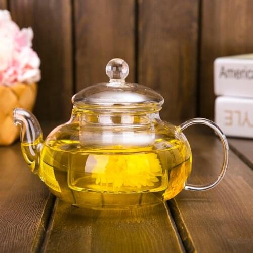 Glass teapots, 400/600ml handmade Heat-Resistant Borosilicate Glass pot with infuser