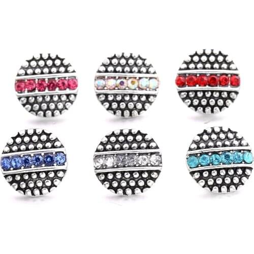 Rhinestone Mini Buttons Charms 12mm Metal Snap Button for snap jewelry XH6027