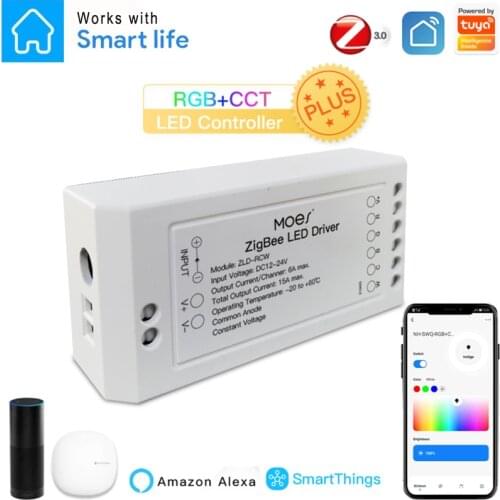 Tuya Zigbee LED Smart Dimmer Module Switch DC12V 24V CCT Single Color Strip TUYA APP Google assistant Echo Plus Tuya App Control