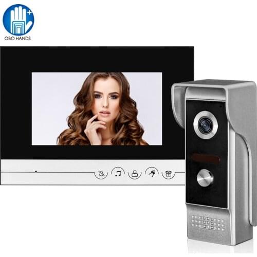 7" TFT Color Video Door Phone Intercom System Wired Door Bell interphone Screen Monitor with 25 Ringtone-V70R+M4
