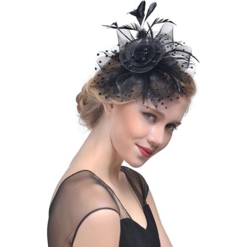 Fascinators VintageHat for Women Tea Party Headband Kentucky Derby Wedding Cocktail Flower Mesh Feathers Hair Clip