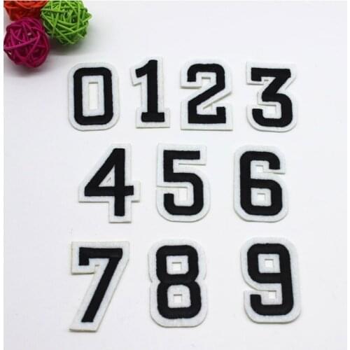 Patches Embroidered Iron On sticker blak number patch cartoon Badge name patch DIY T shirt accessories for Clothing applique