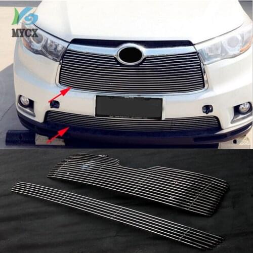 High quality stainless steel Front Grille Around Trim Racing Grills Trim For toyota Highlander 2014 2015