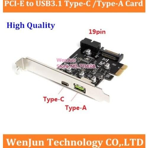 High Quality PCI-e to USB3.1 Type-C / Type-A with USB3.0 19pin port Expansion Adapter Card