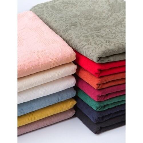 Jacquard Fabric Pure Cotton 100% Kids for Clothes Dress Skirt Sewing Vintage Embroidery Mesh Textile Blue Black By The Per Meter