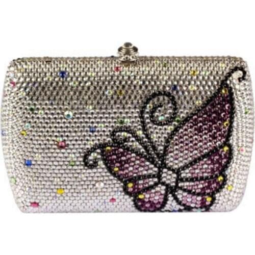 Butterfly plain Crystal Women Evening clutches Bags Bridal Handbag Ladies Wedding clutch Purse For Bride Cocktail Party Hand Bag