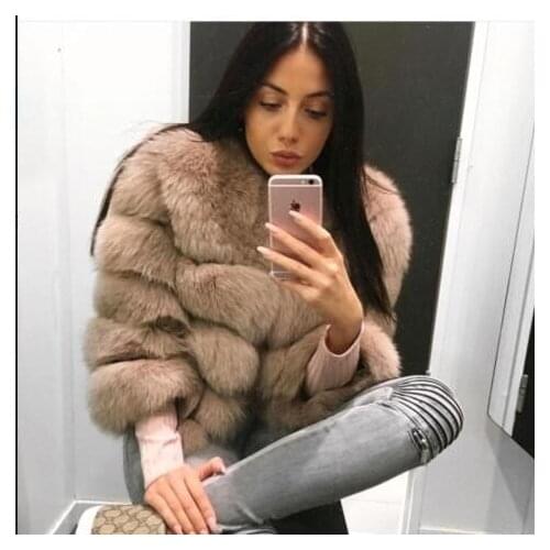 Top sale Venice Real Fox Fur coats Gorgeous Five Rows Winter Real Fur Jacket Outerwear abrigo mujer