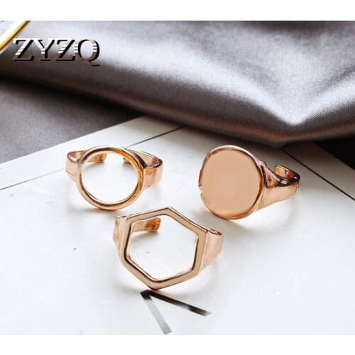ZYZQ 3Pcs/Set Punk Metal Geometry Open Rings Gold Color Hollow Fingers Rings For Women Men Adjustable Party Gift Jewelry