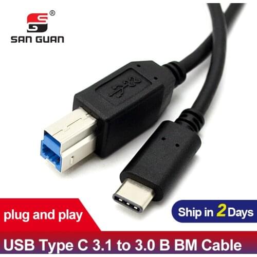 1M USB Type C 3.1 to 3.0 B BM Cable Data Transmission USB C to USB 3.0 B Connector for USB C Phone Mac Pro Printer Disk Scanner