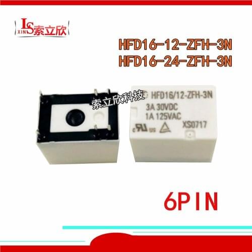 10PCS/lot 100%Original New Relay HFD16-5-ZFH-3N HFD16-12-ZFH-3N HFD16-24-ZFH-3N HFD16 24 ZFH-3N 6PIN 1A 5V 12V 24V