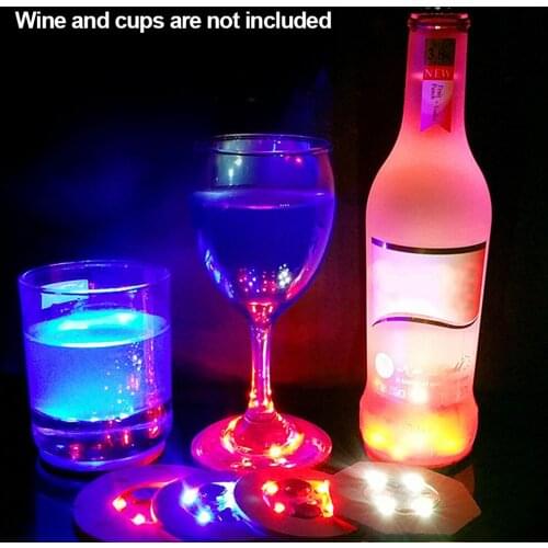 10pcs Mini Glow Coaster LED Bottle Light Stickers Christmas Xmas Nightclub Bar Party Vase Decoration LED Glorifier Drink Cup Mat