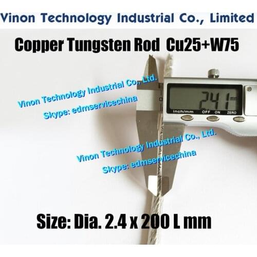 5PCS PACK) Dia. 2.4x200mm Copper Tungsten Rod W75 (Copper 25%+Tungsten 75%),Spark Erosion Tungsten Copper Alloy Electrode Round