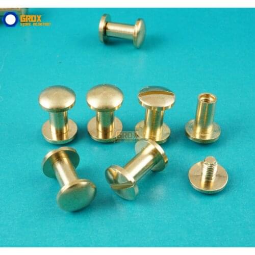 50 Set 8*8mm Solid Brass Rivet Chicago Screw for Leather Craft Belt Wallet / Cambered