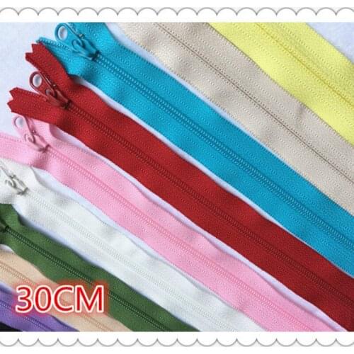 50pcs/lot Plastic Nylon Coil Zipper Close End 30CM Dress Skirt Clothing Sewing Accessories