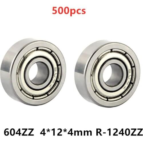 500pcs 604ZZ 4*12*4mm R-1240ZZ miniature ball bearing 604 2Z 604Z shielded cover deep groove ball bearings 4x12x4 mm