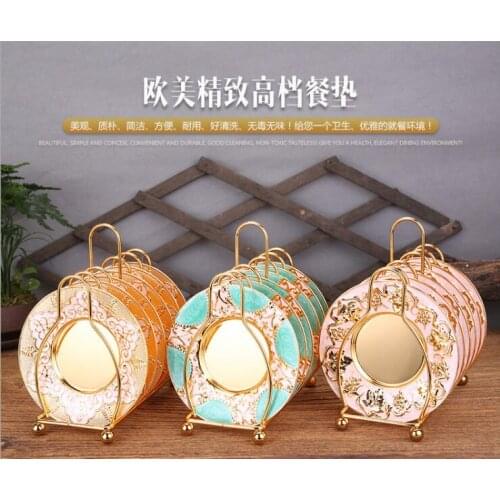 6pcs/ set Metal gold drink coasters coffe /tea cup pads Cake Party cup small dishes for cups gadzety do pokoju BD018