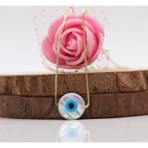 Promotion! 925 Sterling Silver 10MM Round Pearl Shell Necklace Hamsa/Marquise/ Round Blue Evil Eye MOP Shell Pendant for Gift
