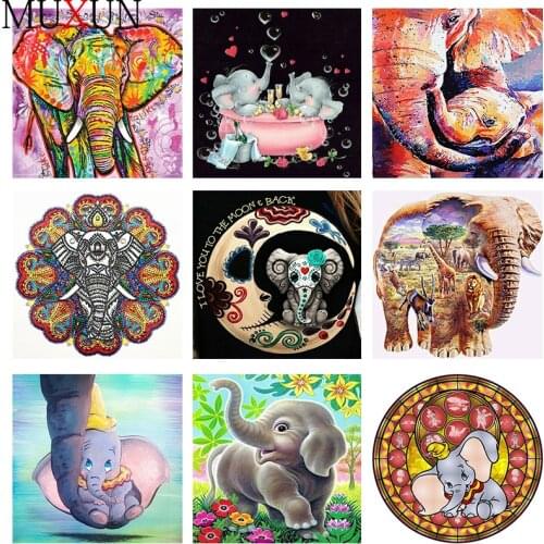 Full Square/Round Drill 5D Diy Diamond Painting Cartoon Elephant Embroidery Cross Stitch Animal 3D Mosaic Home Decoration Ep110