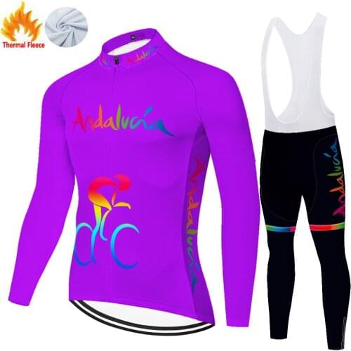 Andalucia Winter Thermal Fleece Completo Maglia Uomo Kit Masculino Maillot Uniforme Jersey Ciclismo Ropa De Ciclismo Para Hombre
