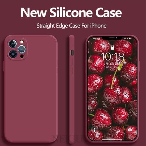 New Case For iPhone 12 Pro Case Cover Straight Edge Silicone Cover For iPhone 12 11 Pro Max XR XS Max 8 Plus Case Coque SE 2020