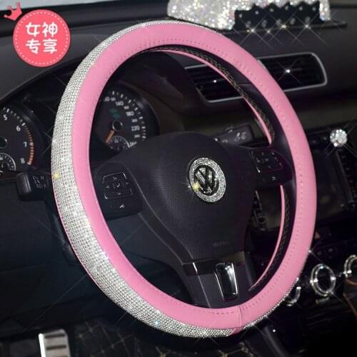 Lovely full drill steering wheel cover car inlaid with drill steering wheel cover car four seasons universal full drill handle c